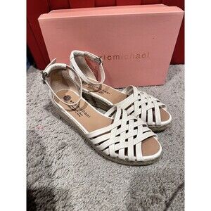ERIC MICHAEL COLLEEN  WOMENS WHITE RAFFIA‎ WEDGE SANDAL SIZE 8.5 Retail $150